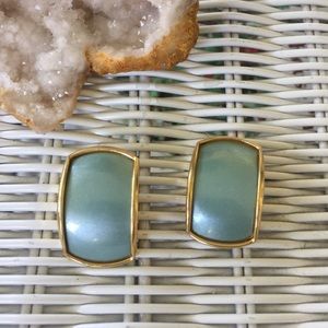 Large Vintage Blue Pearl Costume Earrings Jewelry